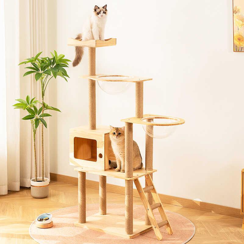 猫爬架猫窝猫树一体实木猫架子跳台小型大型抓柱太空舱猫咪用品全