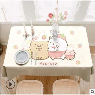 卡通日漫少女心萌宠可爱学生桌布防水耐脏电脑桌盖布家用方桌餐布