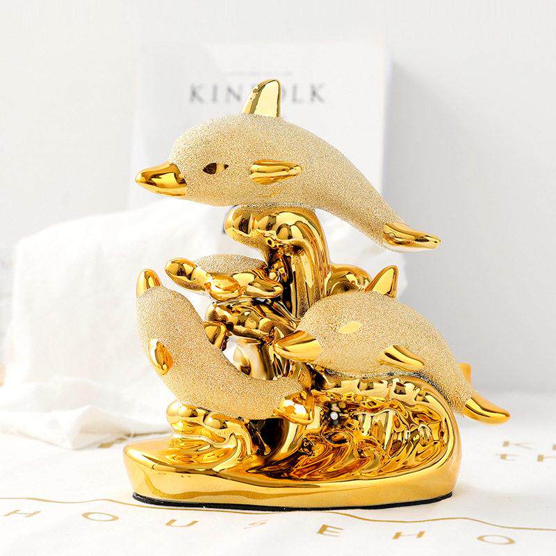 简约海豚摆件现代酒柜电视柜摆设家居陶瓷装饰品乔迁礼品桌面摆放