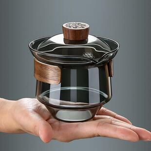 玻璃盖碗茶杯耐热防烫三才盖碗单个泡茶碗大号功夫茶具茶碗带盖子