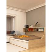 定制榻榻米单人1.2米小公寓书架卧室多功能储物抽屉板式 床