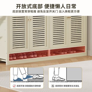 家用门口多层鞋 2025 架复古玄关大容量带门楼道鞋 柜收纳奶油风新款