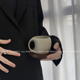 简约高级感咖啡杯小众下午茶水杯伴手礼办公室陶瓷杯 Mug Holo