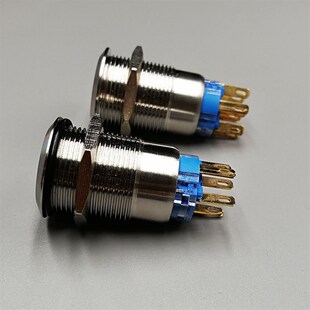 长款19/22mm金属按钮开关 /自锁式 自复式 单刀 双刀 红黄蓝绿白