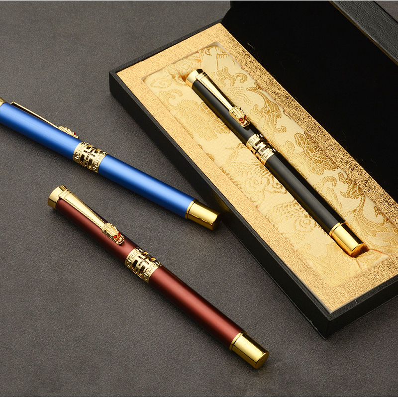 金属笔杆镂空珠笔学生用中性笔圆珠笔免费刻字商务签字黑色笔芯