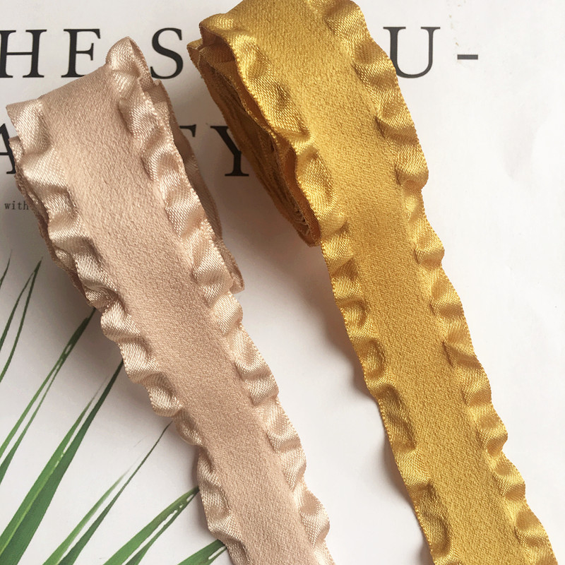 韩国荷叶边植绒织带磨毛木耳边缎带裙边丝带DIY发饰蝴蝶结材料
