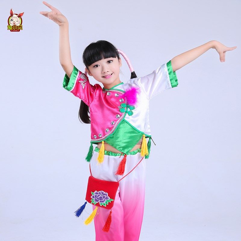 元旦新款桃花红少儿舞蹈演出服 民族秧歌舞 扇子舞表演服喜庆服,童装/婴儿装/亲子装,儿童演出服,淘宝优惠券,粉丝福利购,淘宝优惠卷