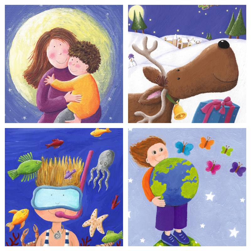 儿童油画装饰画少儿创意美术卡通绘画动漫临摹卡片漫画中小学素材