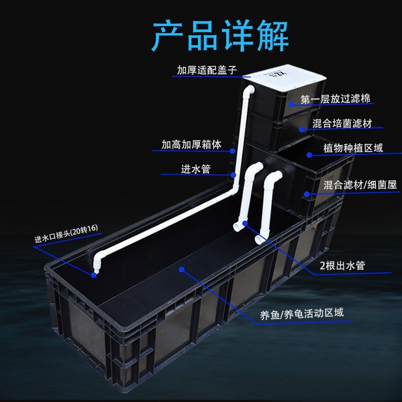 黑色周转箱养龟乌龟专用饲养缸大型生态沼泽过滤箱鱼龟混养龟箱,宠物/宠物食品及用品,龟缸,淘宝优惠券,粉丝福利购,淘宝优惠卷