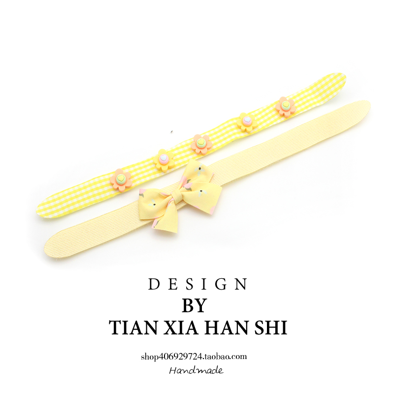 韩国儿童蝴蝶结魔术贴女童宝宝碎发贴简约格子无痕发箍防滑粘发贴