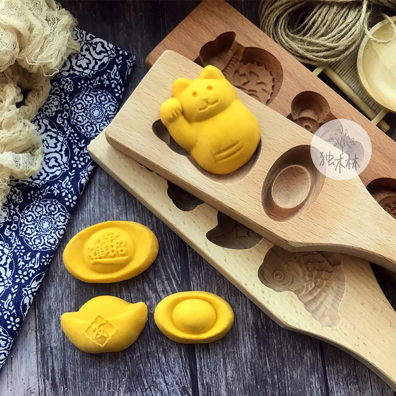 做馒头月饼立体烘焙绿豆糕点蒸糕面食招财猫铜钱金元宝模型印模具
