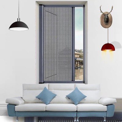 定做卷筒式隐形纱窗伸缩卷帘式防蚊可拆洗卫生间推拉铝合金纱窗门