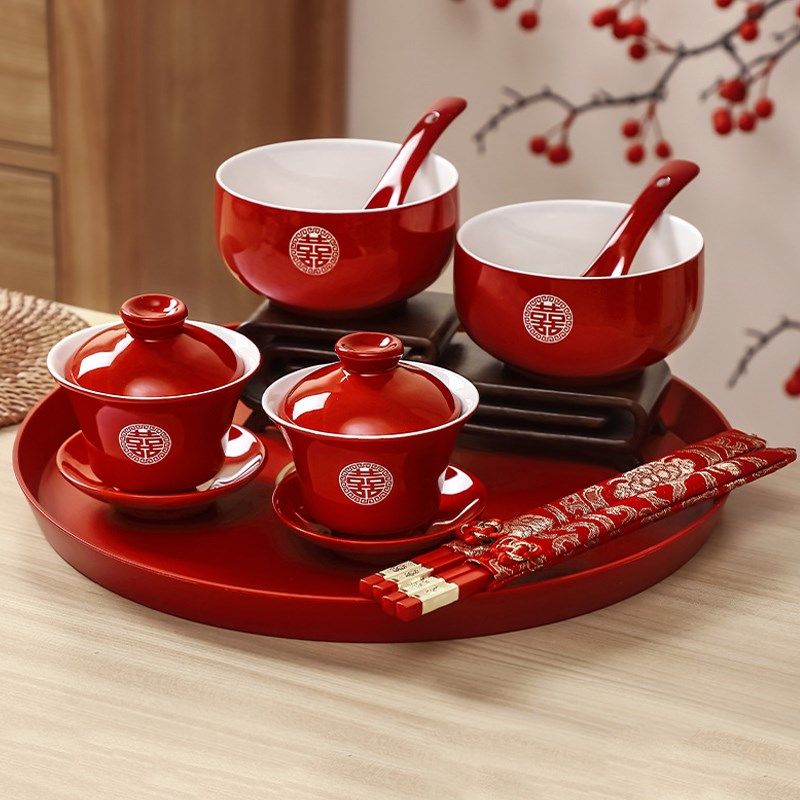 敬茶杯子结婚套装一对喜碗筷订婚礼红色改口茶具敬酒陪嫁婚庆用品,节庆用品/礼品,婚房装扮用品,淘宝优惠券,粉丝福利购,淘宝优惠卷