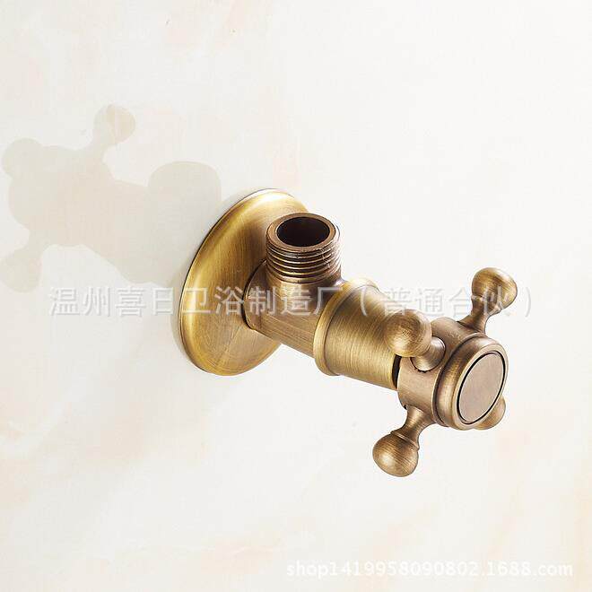 欧式全铜仿古三角阀加厚复古水龙头冷热水混水阀马桶止水阀