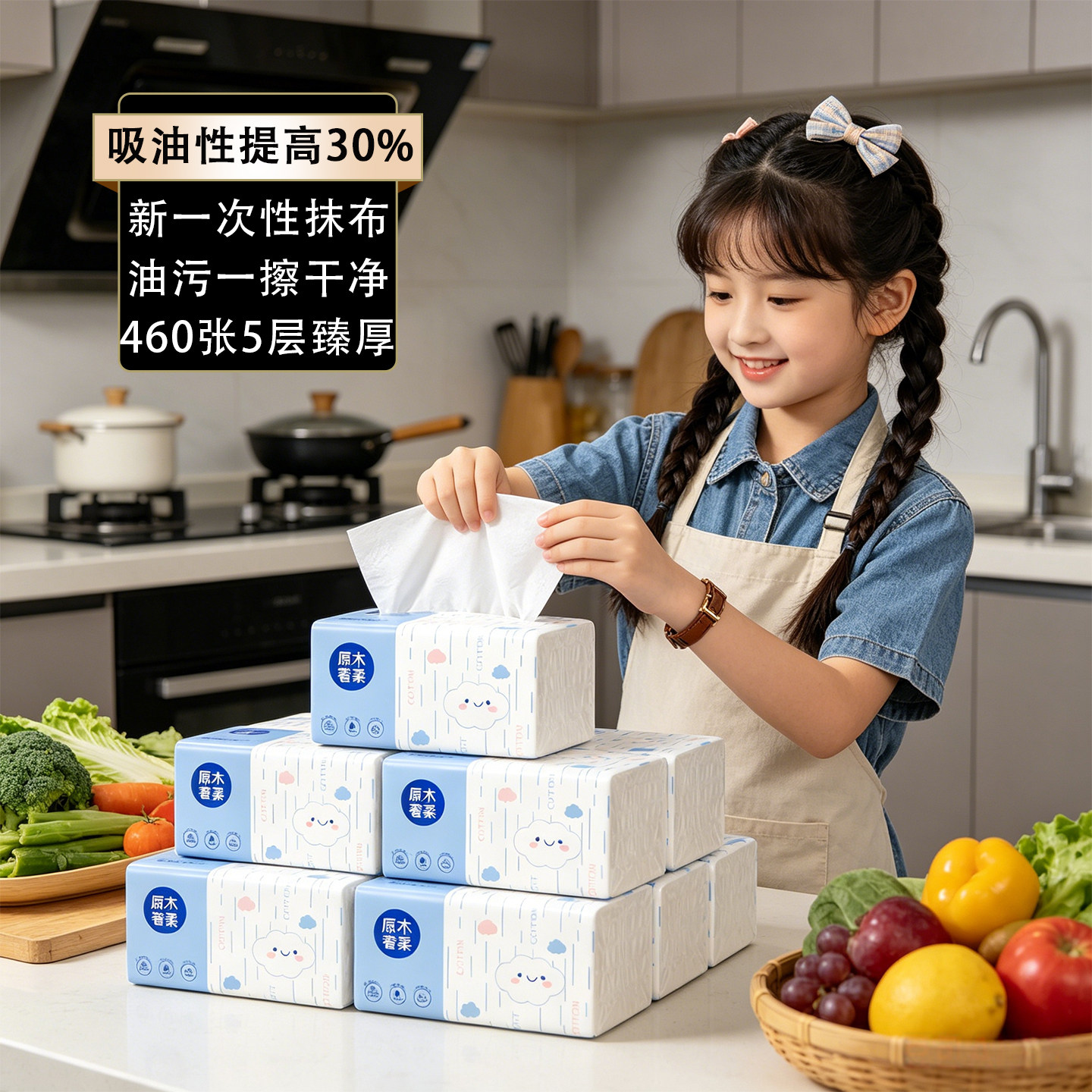 （460张大包）家用湿水强韧原木学生宿舍柔韧亲肤卫生耐用1包
