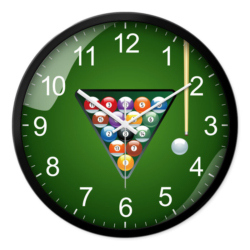 台球室静音挂钟桌球馆墙壁装饰z时钟文娱店创意石英钟酒店游戏厅,家居饰品,挂钟,淘宝优惠券,粉丝福利购,淘宝优惠卷