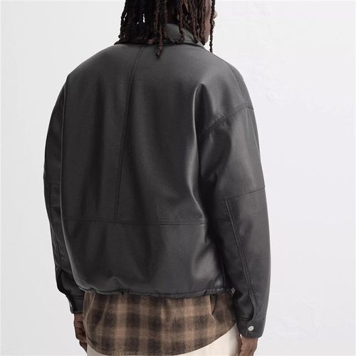 柜529!24秋冬新品ZA男装仿皮棉服 8281322 拉链夹克皮衣外套潮