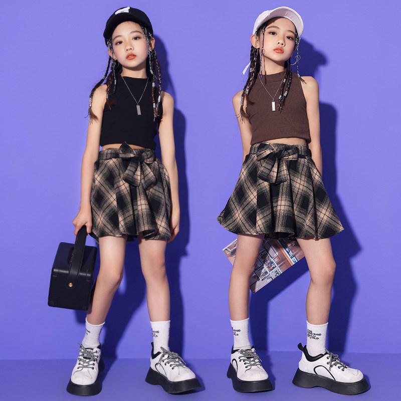 女童爵士舞服装背心小裙子jazz走秀模特洋气演出服定制印字夏季潮