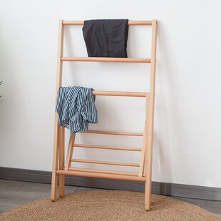 日式实木收纳衣架卧室床头裤架衣服收纳神器过夜落地小型挂衣架