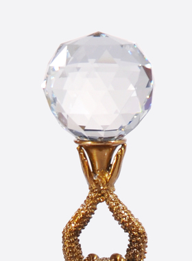 凤凰美居欧式玻璃三蜍鼎球摆件高端办公室客厅书房装饰摆件