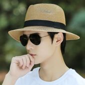 夏季 2025新款 帽子男夏天小沿草帽休闲沙滩帽男士 遮阳帽防晒太阳帽