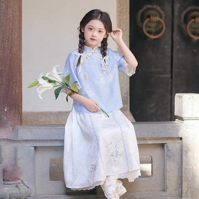 爆款汉服女童夏2025新款儿童古风古装女孩新中式日常可穿国风旗袍