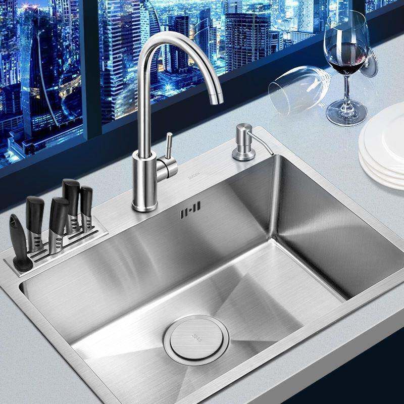 德国厨房水槽不锈钢洗菜盆手工加厚洗碗槽水池家用单槽池套餐