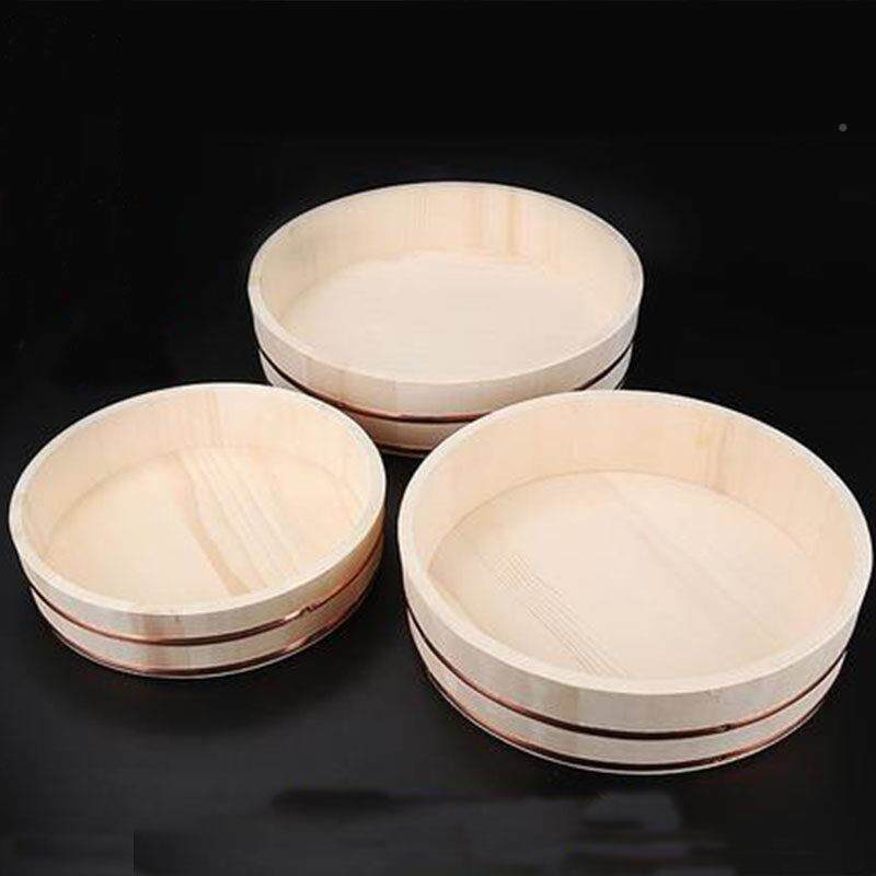 ONU日式寿司紫铜拌木盘盆饭木桶刺身盘米饭盆干冰木制日式料理拼