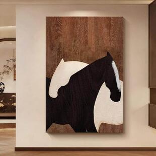 中古风客装饰画美拉德沙发背景墙挂画2026马骏年抽象马玄关壁FH-1