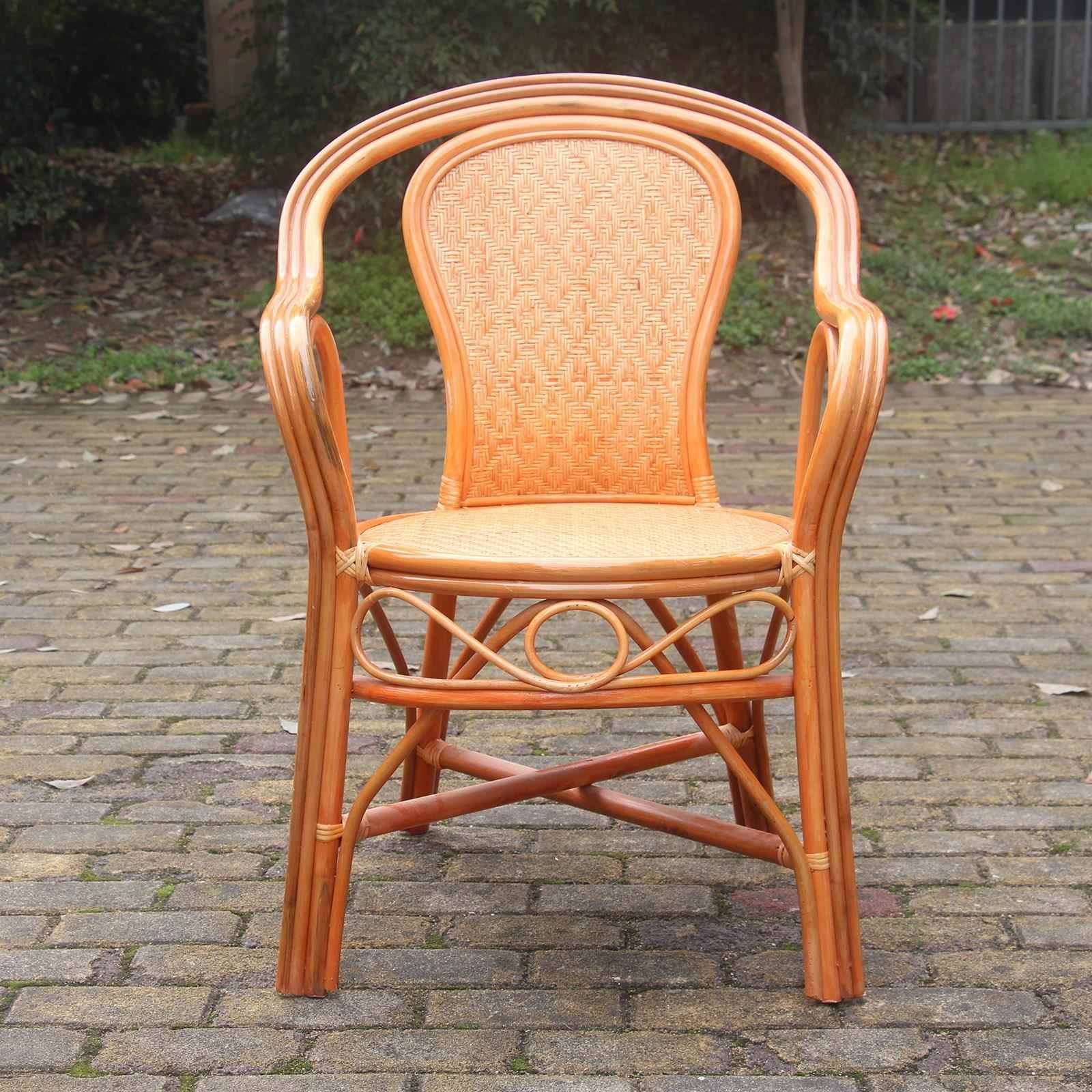 藤椅天然真藤靠家单人用老人手工编织椅椅子阳台720客厅休闲背办