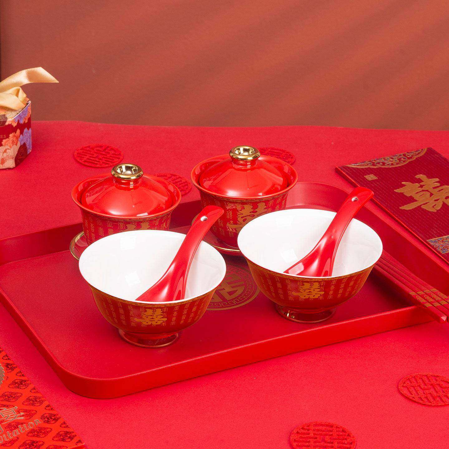 大红色婚敬套茶杯一喜碗筷装改结口茶具对婚礼KGW娘家陪嫁送礼餐,节庆用品/礼品,喜碗/敬茶杯,淘宝优惠券,粉丝福利购,淘宝优惠卷