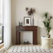 现代民色网红婚礼壁炉装 饰柜古客见详情厅置物架宿玄关台胡复桃展