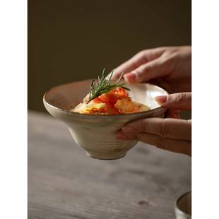 范锐日粗本陶手工碗经典 小众餐碗具蔬H1582菜碗汤碗条 覆古面经典