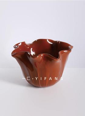 样板间轻奢红色房花组合琉璃花器售楼边BL3365部客厅书摆餐桌花瓶