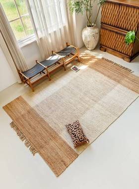 视觉FYC道 味【孤品合集客】进口黄侘麻地毯寂风厅中古手工编织地