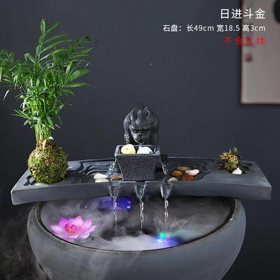 IPO人造鱼缸造景流水器循环系过滤增统氧古法养鱼陶瓷假石山配装