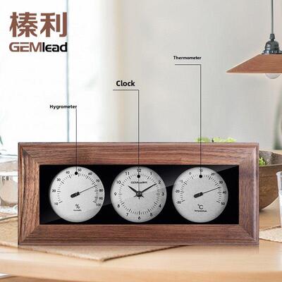 古榛利原木温度计精准家用湿室内温度计厅摆件创意覆EPV挂钟表静