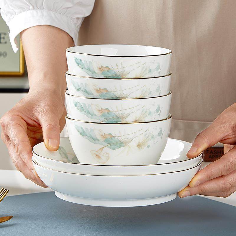 ZHR优尊陶盘子菜盘瓷家用碗新款盘子高级感轻奢餐盘碟陶瓷深盘子