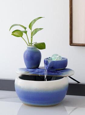 中式陶瓷桌源滚滚简流水摆件办公财室面转运珠约客厅装饰RBI招财