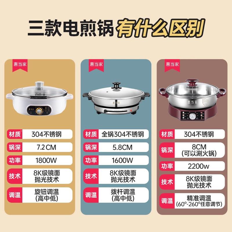 惠家304无涂层不锈钢电饼家用加粘深加大电煎锅铛不烤HDJ-J08-锅