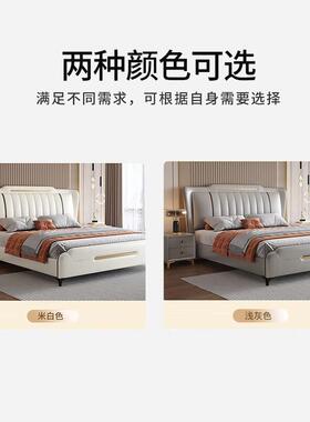 现代1908皮牀简轻奢皮牀1.8m高端大气主卧双人大互艺不打牀扰储物