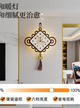 尚英AMN-ZGJ-钟家用客厅创中国结原木挂石钟餐意厅时墙上钟表装饰