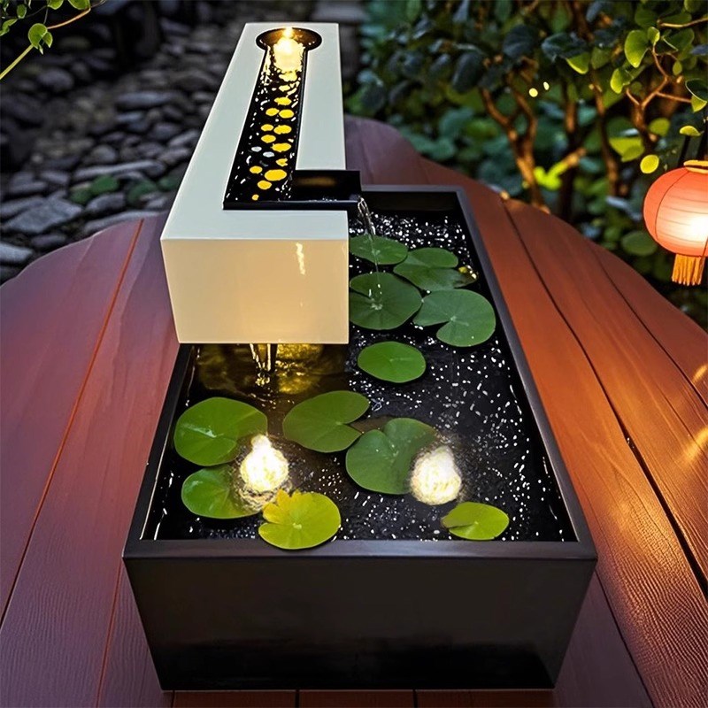 不锈钢庭院流水鱼池景观装饰摆件循环水涌泉喷泉现代瀑布水景造景