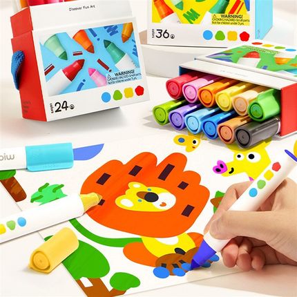 mideer弥鹿锥头水彩笔儿童可水洗幼儿园专用画笔套装宝宝绘画工具