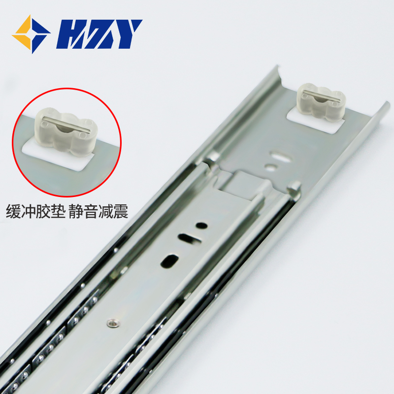 51重型滑轨静音抽屉轨道三节自锁工业导轨橱柜加厚带锁侧装滑道