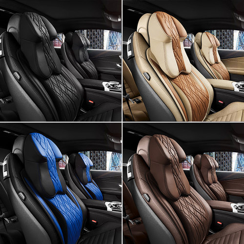 汽车头枕航空级高档nappa皮记忆棉车载车用大号座椅腰靠垫护颈枕