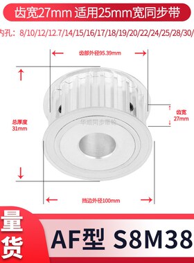 同步轮S8cM38齿宽27内孔14 15 17 19 20 22242528现货套装同步带