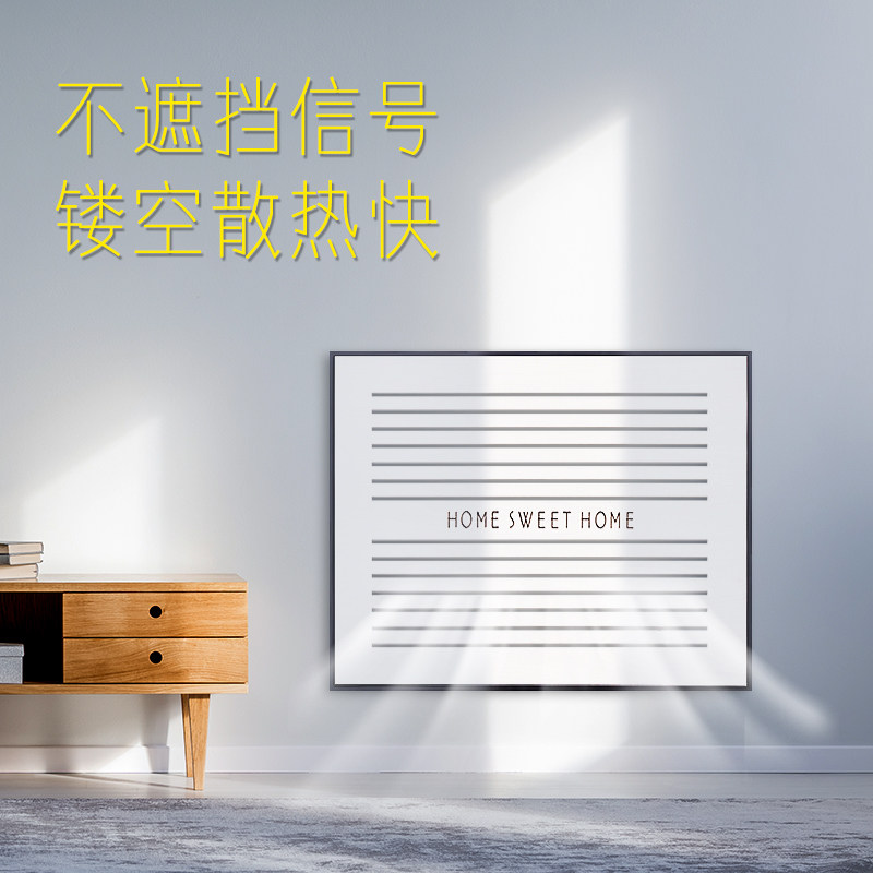 弱电箱电表箱装饰画网线盒遮挡配电箱左右推拉式实木镂空不挡信号