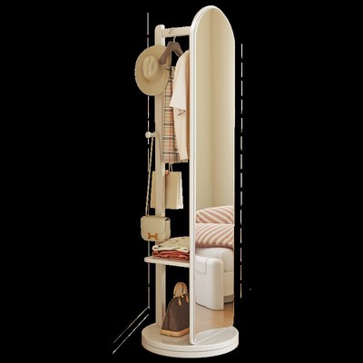 实木全身镜落地镜卧室家用可旋转穿衣镜挂衣架一体收纳储物试衣镜