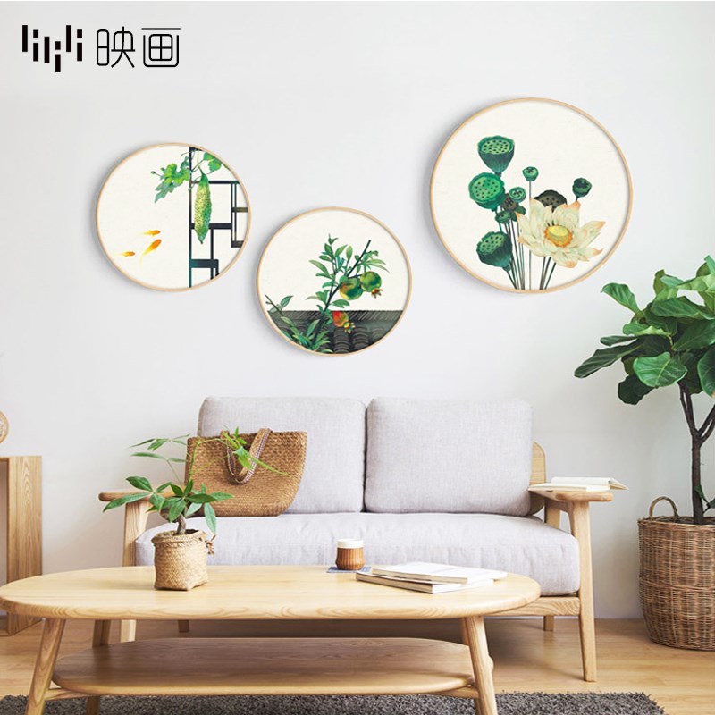 24节气装饰画新中式挂画饭店墙面装饰现代中式圆形壁画二十四节气图片